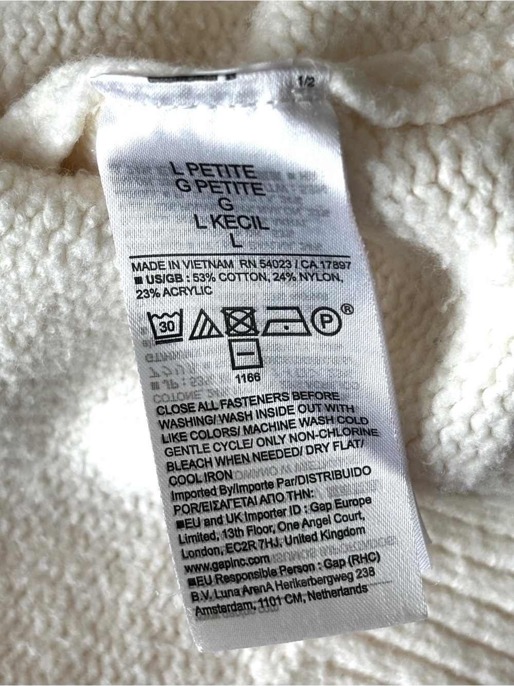 Gap CashSoft Oversized Chunky Cardigan Ivory Beige Frost Size LP - Picture 5 of 5